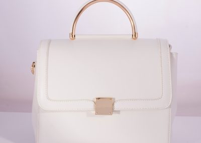 White/Gold Top Handle Ladylike Bag