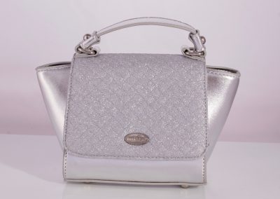 Silver Quilted Glitter Mini Winged Tote