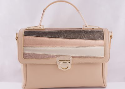 Pink_Rose Gold Patchwork Top Handle Bag