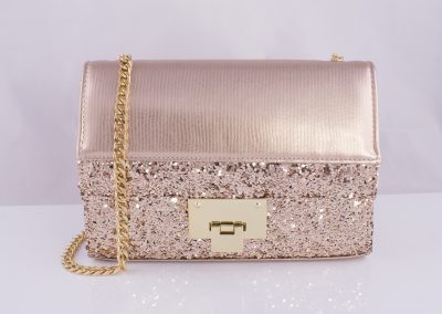 Rose Gold_Glitter Chain Strap Boxy Bag